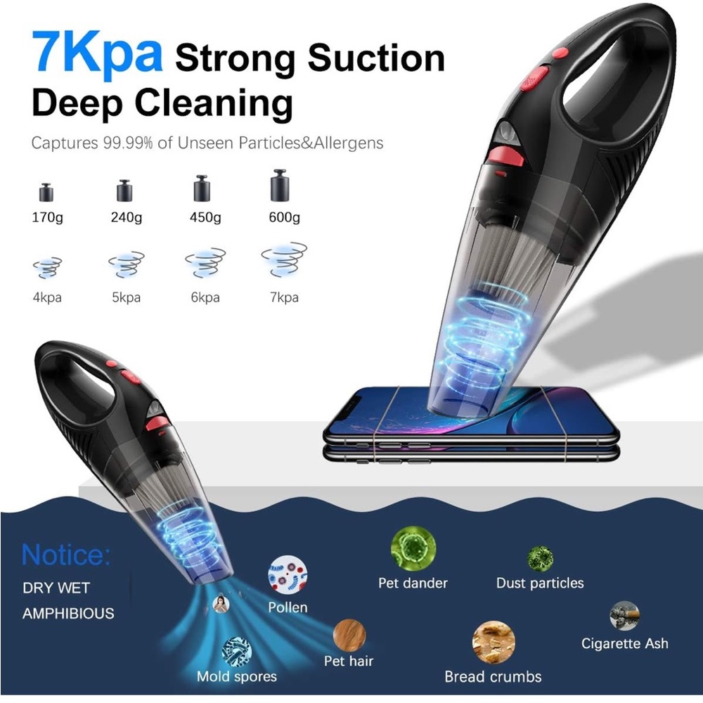 Handheld Cordless Car Vacuum Cleaner - Red - Picture 2 of 8